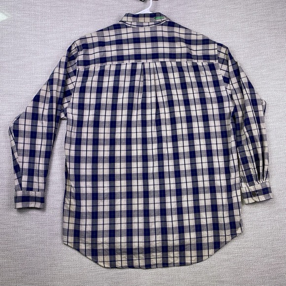 90s Abercrombie Fitch BIG Shirt M Mens L/S Button Down Blue Plaid Grunge VGUC - Picture 3 of 9